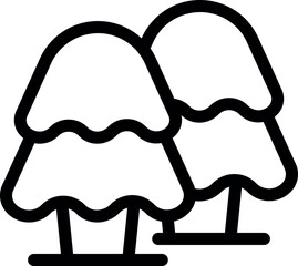 Sticker - Simplistic line drawing of two symmetrical trees in black and white, ideal for icons or logos