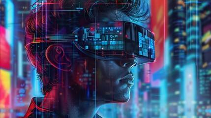 A futuristic digital background with binary code and technology elements, representing business and internet concepts