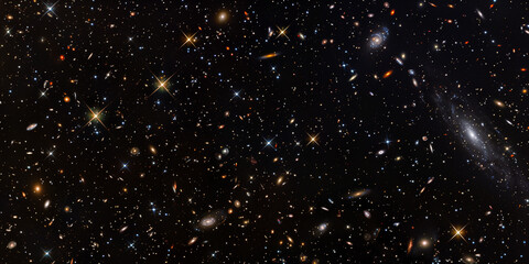 Wall Mural - a black background with twinkling stars and beautiful galaxies, depicting the night sky.