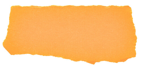 Wall Mural - isolated cut out torn piece of blank orange paper note cardboard with texture and copy space for tex
