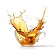 © Md Mojammel - cup of splashing tea isolated on colorful background.