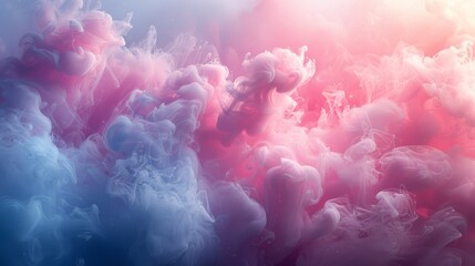 Sticker - Spectacular image of blue and bright pink smoke churning together, with a realistic texture and great quality. 3d render.