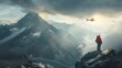 © gabbi.std - A helicopter hovers above rugged mountains, its searchlight casting a beacon of hope on a lost hiker below. Amidst the unforgiving terrain, the scene symbolizes the relentless pursuit of salvation