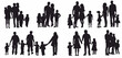 © Pro Silhouettes - Family group silhouette. Happy family walking together various poses vector silhouette set.