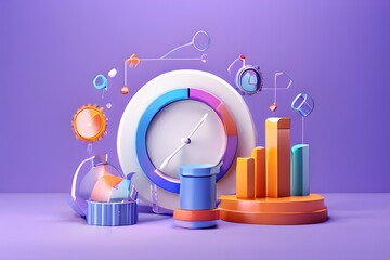 Wall Mural - SEO Optimization, web analytics 3d render illustration