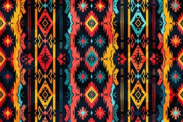 Wall Mural - Ethnic Figure aztec embroidery style. Geometric ikat oriental traditional art pattern.Design for ethnic background,wallpaper,fashion,clothing,wrapping,fabric,element,sarong,graphic,vector illustration