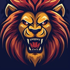 Fierce and angry cartoon lion mascot, illustration of a strong character