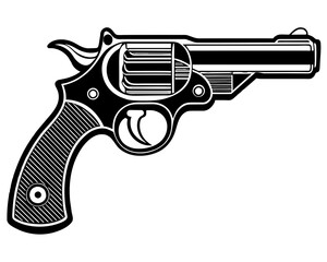 Wall Mural - Black Revolver Gun isolated