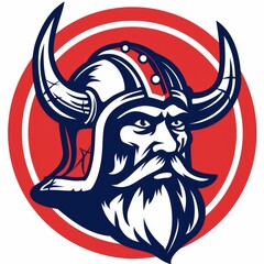 Illustration of a cartoon Viking mascot in a circular frame