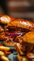 Canvas Print - Close up of a pulled pork sandwich