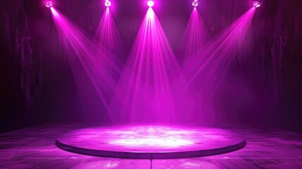 Wall Mural - An empty stage with pink spotlights.