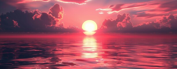 Wall Mural - Sunset over the water