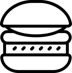 Sticker - Minimalist black and white line drawing of a hamburger, suitable for icons and logos