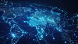 © Alpa - World map with futuristic blue virtual network. Global connection, communication and business concept