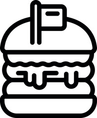Wall Mural - Simplistic line drawing of a burger with flag, ideal for menus and food apps