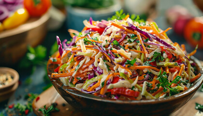 Wall Mural - a bowl of salad with a variety of vegetables including carrots, celery