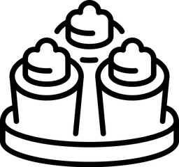 Poster - Simplistic black and white line drawing of a cake with three candles