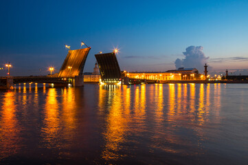 Wall Mural - View on Neva river and Palace bridge in Saint Petersburg