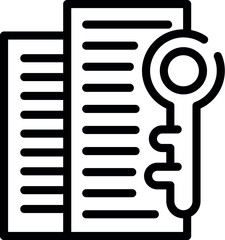 Sticker - Black line icon depicting a magnifying glass over two vertical documents, symbolizing search or review