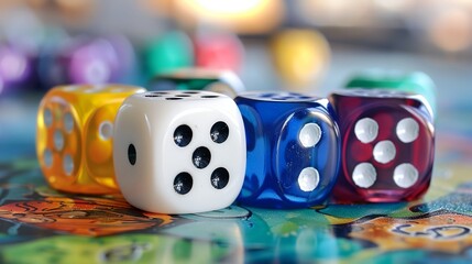 Wall Mural - a close up of a group of dices on a table