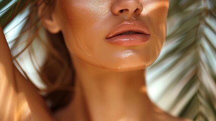 Poster - Close up portrait of a beautiful woman with perfect skin and natural makeup