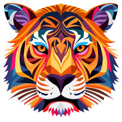 Wall Mural - Tiger Head Vector Silhouette: Powerful Wild Cat Illustration
