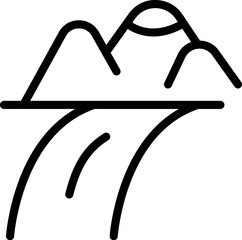 Sticker - Simple black and white line art illustration of a mountain range