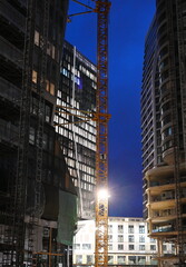 Poster - Baustelle in Frankfurt, nachts