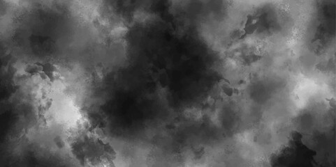 Poster - Abstract aromatherapy black smoke isolated white background. Steam Mist Fog and Dust Particles. Modern Dark and Dramatic Storm with gray smoky clouds.