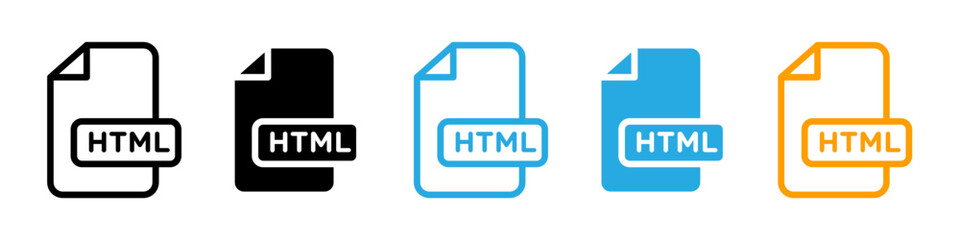 HTML script icon logo set vector