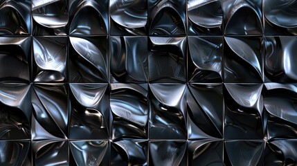 Sticker - Elegant Detailed Textures of Abstract Tiles and Dark Black Glass Patterns on Wall Background