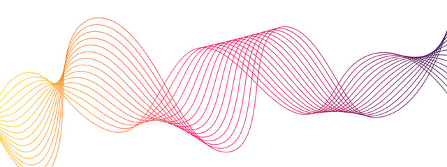 Fototapete - Abstract futuristic blend Curved wavy technology lines. Pink wavy tech lines used for Design element for technology, science and template. Curved wavy line, smooth stripes. 