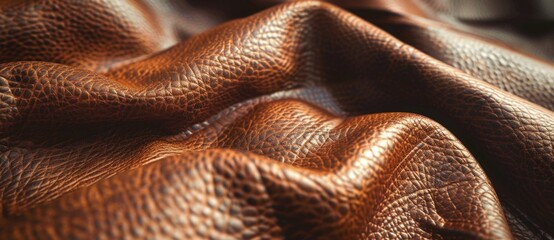 Sticker - Brown leather texture background, closeup