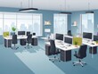 © sanstudio - flat minimalist illustration of office interior design