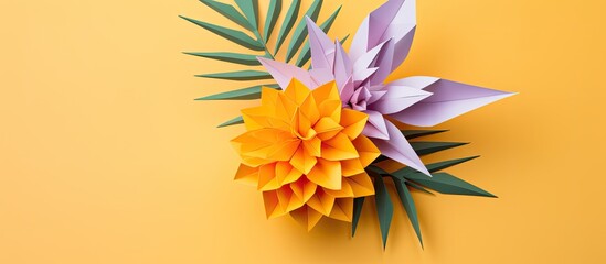 Wall Mural - An origami pineapple on a white backdrop with plenty of empty space for writing or images. Copy space image. Place for adding text and design