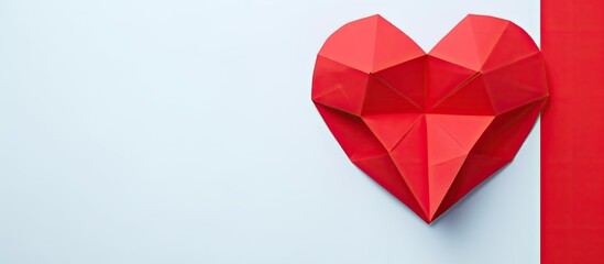 Wall Mural - Origami hearts for Valentine's Day, love, and happiness, ideal for a greeting card with space for your logo, showcased on a white background with clipping path for design purposes. Copy space image