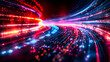© Piyaporn - Abstract data traveling . Futuristic light trail abstract background .