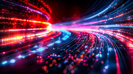 abstract data traveling . futuristic light trail abstract background .