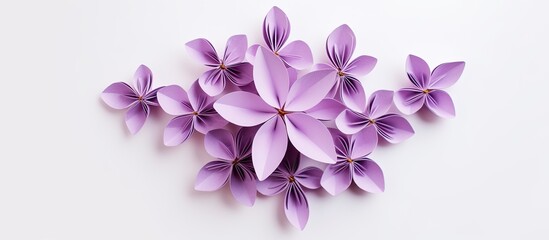 Wall Mural - Origami flowers on a plain white background with copy space image.