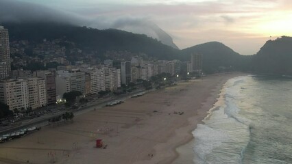 Wall Mural - Aerial views from over Copacabana Beach at sunrise