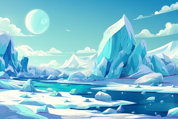 arctic landscape illustration scene by generative ai