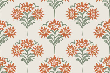 boho seamless floral pattern damask wallpaper vector illustration.