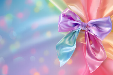 Wall Mural - Luxury colorful rainbow color bow and ribbon on background.