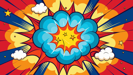 Wall Mural - Pop Art Inspired by Classic Comic Book Explosions in Vibrant, Primary Colors, vector graphics