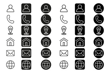 Set of Communication icon. Set of Social media icon. Contact and Communication Icons.