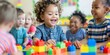© Anastasiia - Diverse kindergarten children learn and play with colorful blocks. Concept Children, Kindergarten, Diverse, Play, Colorful Blocks