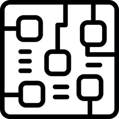 Poster - Black and white line art illustration of a circuit board design, suitable for tech backgrounds