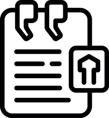 Sticker - Black and white vector icon of a clipboard with tasks and a pinned completion tag