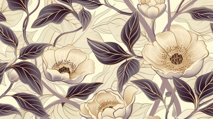 Wall Mural - Floral background with a seamless pattern of abstract elegance