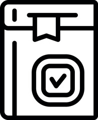 Canvas Print - Black and white line art vector illustration of a clipboard with a check mark symbol for use in various projects